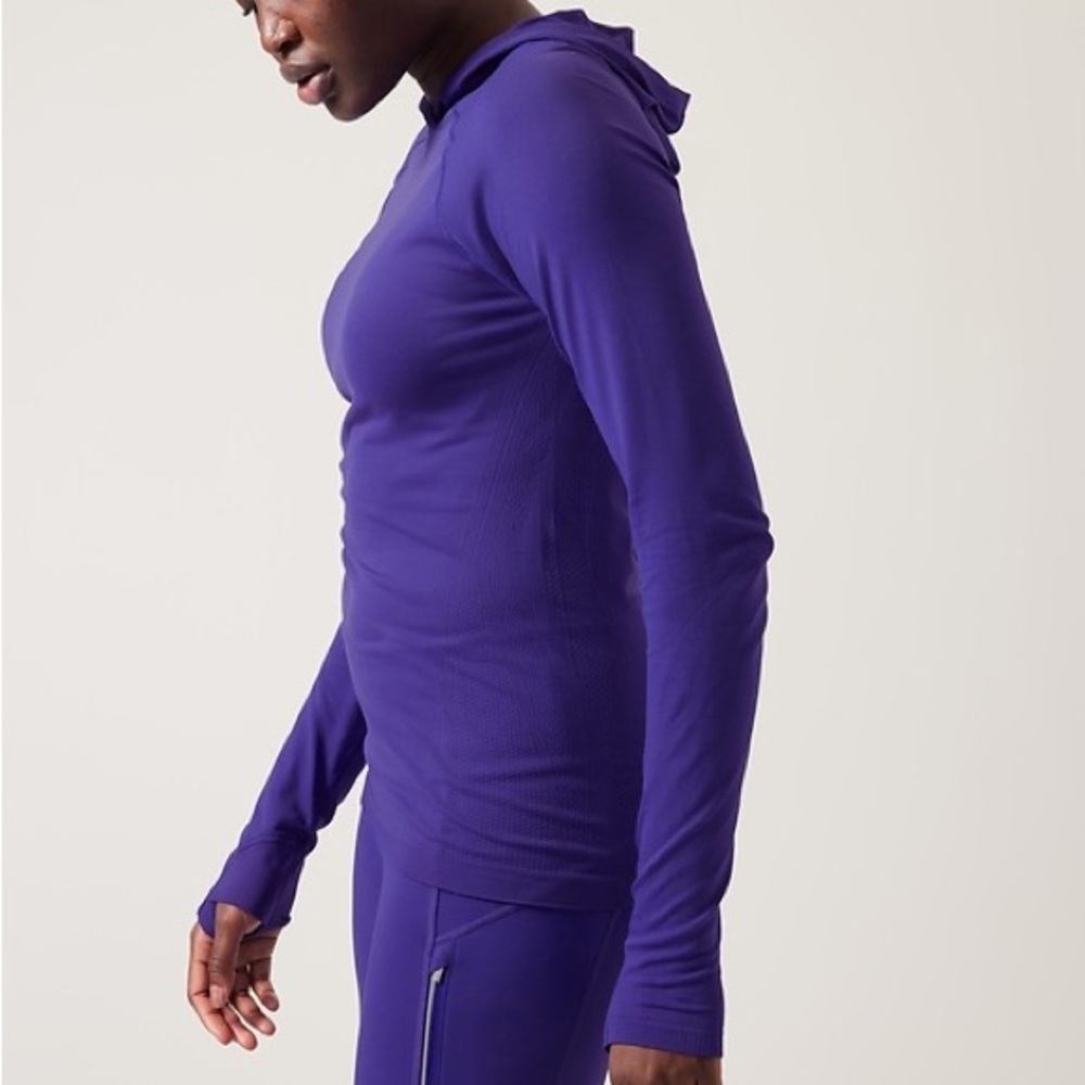 Athleta Momentum Seamless Hoodie XS Athleisure Top Cobalt Electric Blue NWT